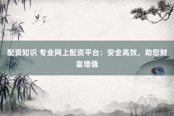配资知识 专业网上配资平台：安全高效，助您财富增值