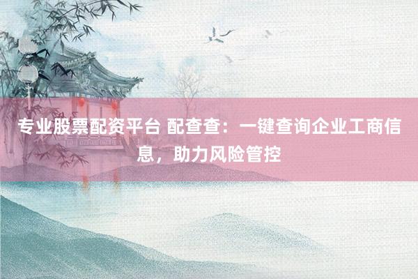 专业股票配资平台 配查查：一键查询企业工商信息，助力风险管控