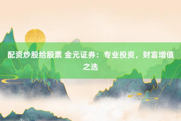 配资炒股给股票 金元证券：专业投资，财富增值之选