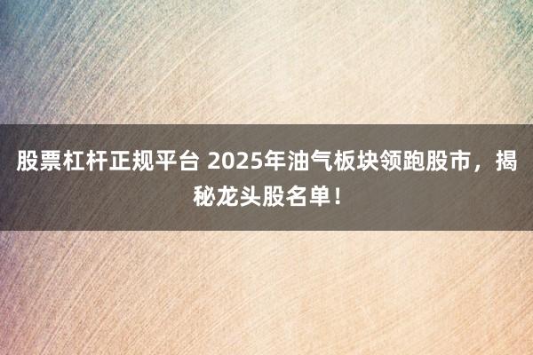 股票杠杆正规平台 2025年油气板块领跑股市，揭秘龙头股名单！