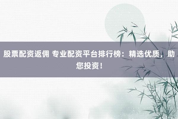 股票配资返佣 专业配资平台排行榜：精选优质，助您投资！