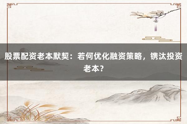 股票配资老本默契：若何优化融资策略，镌汰投资老本？
