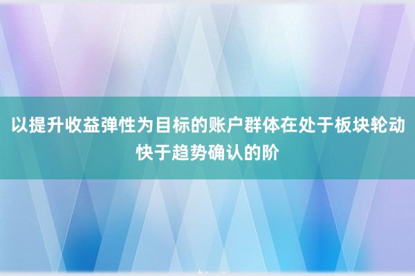 以提升收益弹性为目标的账户群体在处于板块轮动快于趋势确认的阶