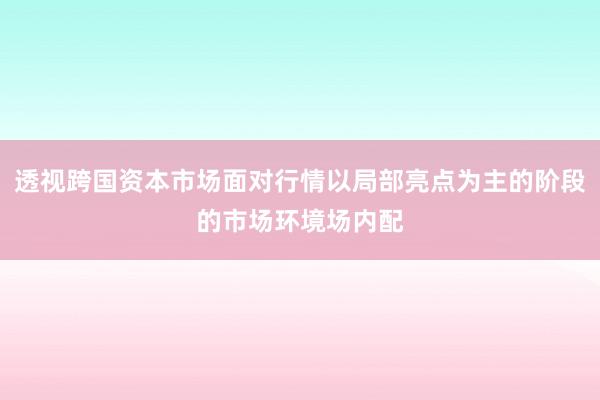 透视跨国资本市场面对行情以局部亮点为主的阶段的市场环境场内配