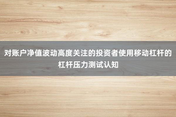 对账户净值波动高度关注的投资者使用移动杠杆的杠杆压力测试认知